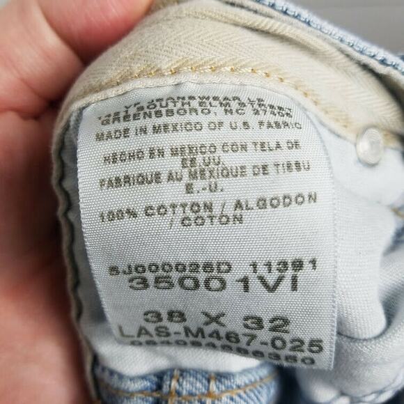 Wrangler Jeans Mens Relaxed Fit Blue Y2K Light Wash 38x32 Denim Straight Leg - Picture 4 of 11